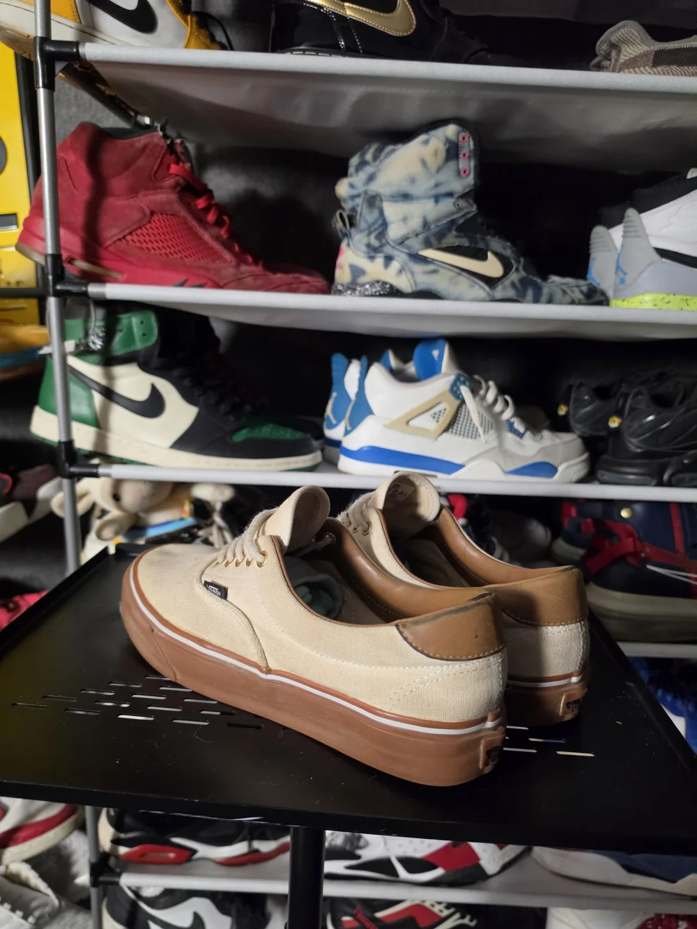 🔥 Vans Tan Canvas Low Top Sneakers Men Size 10 Gum Sole
